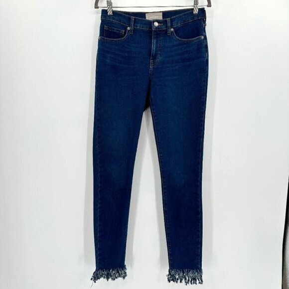 Everlane Mid Rise Blue Skinny Coastal Peace Embroidered Frayed Hem 28T Jeans - Picture 3 of 8